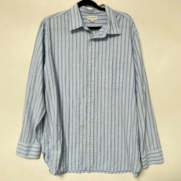Banana Republic Other - Banana Republic Mens Shirt XL Blue Striped Seersucker Long Sleeve Button Down